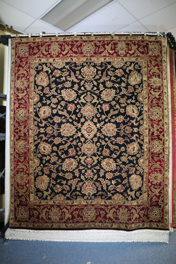 Jaipur Rug, Black Rug, Hand Knotted Oriental Rug, 8x10 Rug