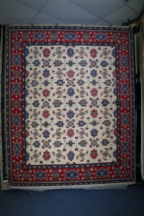 Afghan Kazak Rug, Hand Knotted Tribal Rug, 8 x 10 Rug