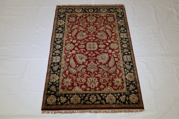 Agra Design Rug, Indian Rug, Red Oriental Rug, Bedroom Rug