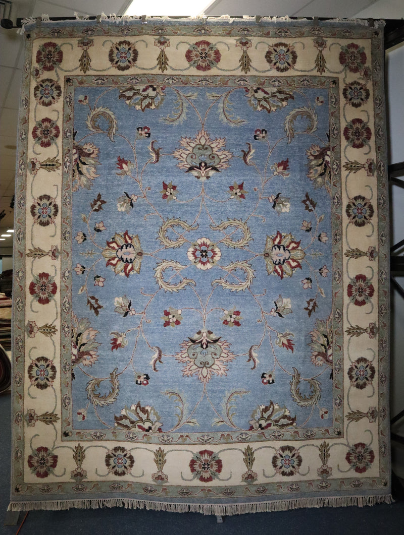 Blue Oriental Rug, Hand Knotted Indian Rug, 8x10 Rug