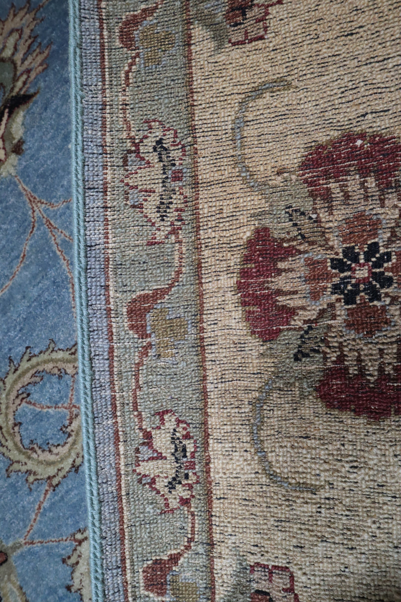 Blue Oriental Rug, Hand Knotted Indian Rug, 8x10 Rug