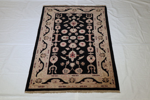 Black Oriental Rug, Hand Knotted Pakistani Rug, Oushak Rug