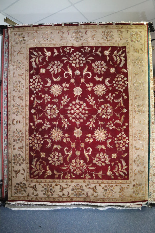 Silk Flower Rug, Hand Knotted Indian Rug