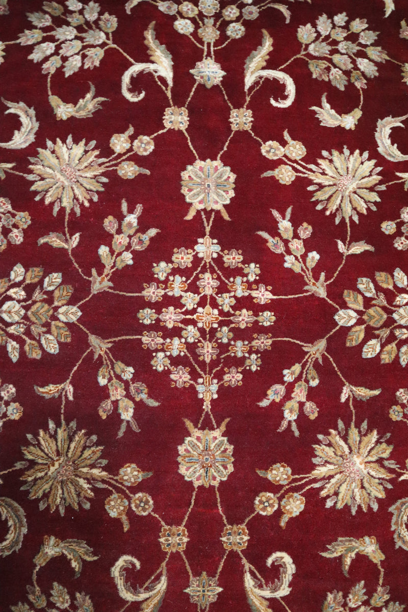 Silk Flower Rug, Hand Knotted Indian Rug