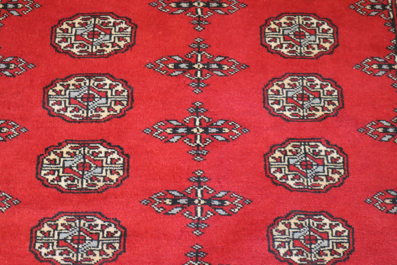 Bokhara Rug, Turkoman Rug, Geometric Rug, Red Rug