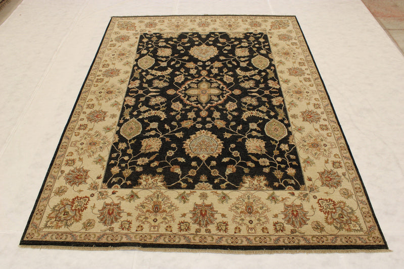 Hamadan Jaipur Rug, Black Rugs, Hand Knotted, High Twist Rug, 9x12 Rug 