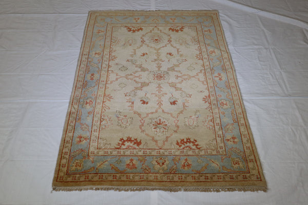 Pestel Oushak Rug, Geometric Rug, Hand Knotted Wool Rug