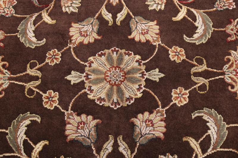 Silk Flower Rug, Oriental Area Rugs, Brown Rug, Living Room Rug