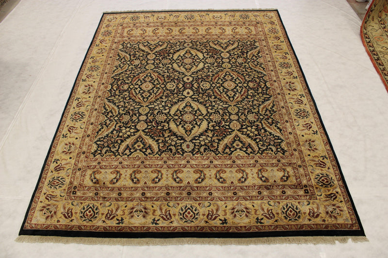 Tabriz Rug, Black Oriental Rugs, Knotted Rug, Area Rug On Carpet 