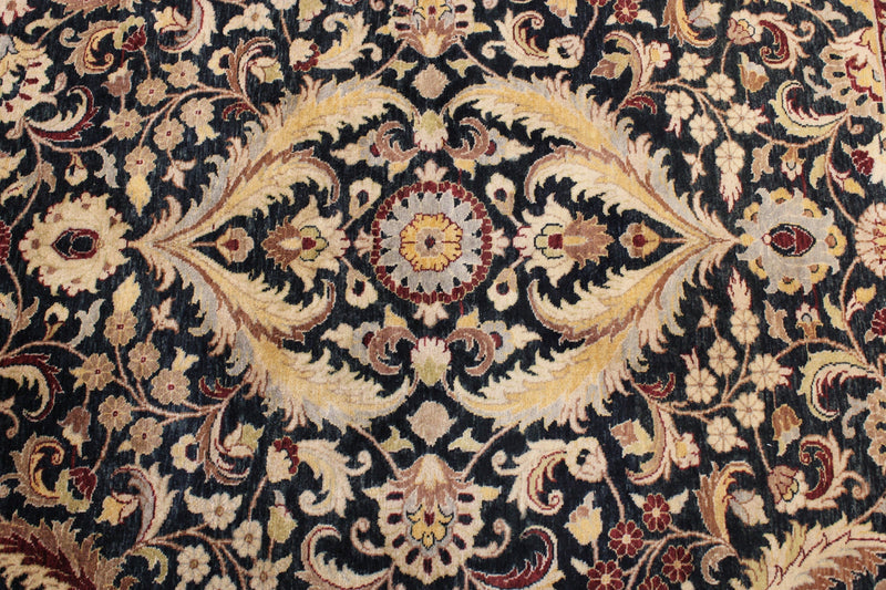 Tabriz Rug, Black Oriental Rugs, Knotted Rug, Area Rug On Carpet 