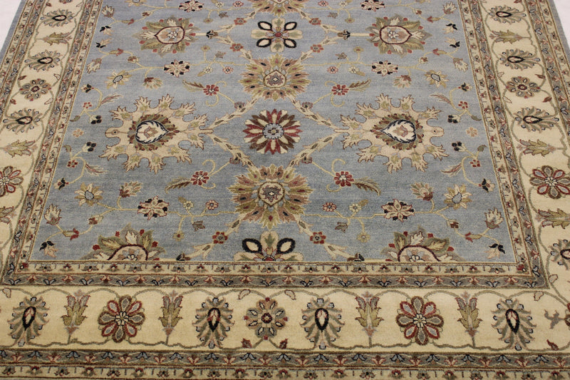 Sky Blue Rug, Oriental Wool Rugs, Knotted Rug, 9x12 Rug, Foyer Rug