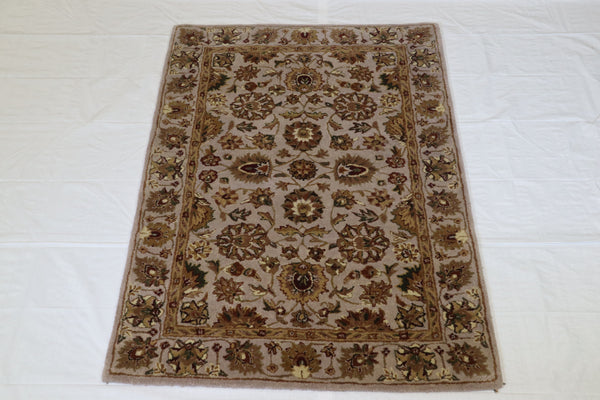 Indo Nepal Rug, Beige Rug, Oriental Rug, Hand Knotted