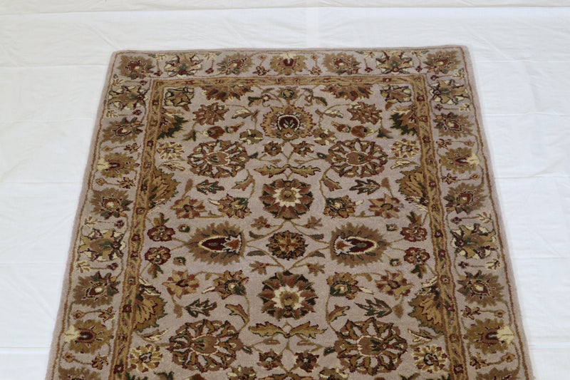 Indo Nepal Rug, Beige Rug, Oriental Rug, Hand Knotted