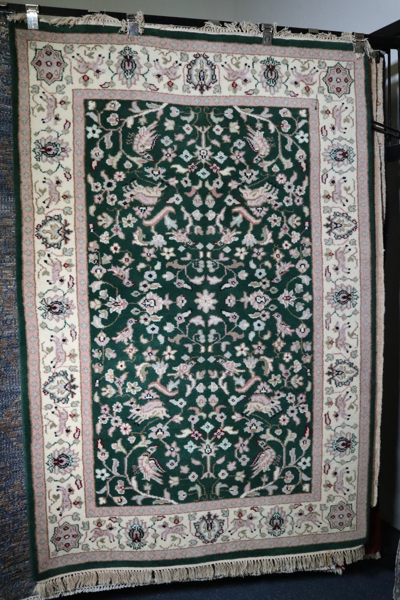 Hunting Rug, Floral Rug, Hand Knotted Indian Rug, Kitchen Rug