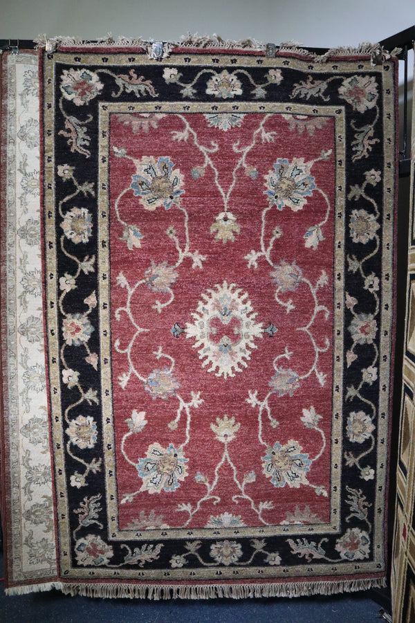 Red Rug, Indian Rug, Hand Knotted Wool Rug, Office Rugs