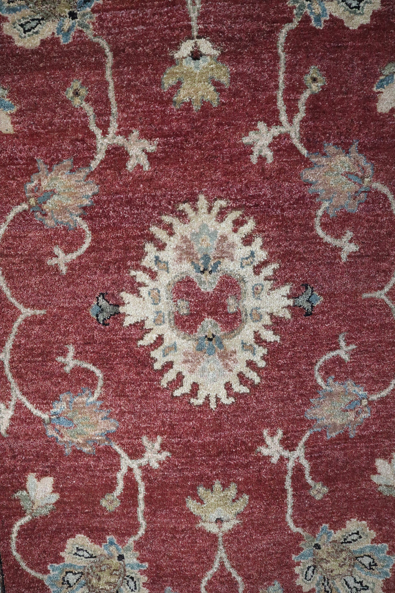 Red Rug, Indian Rug, Hand Knotted Wool Rug, Office Rugs