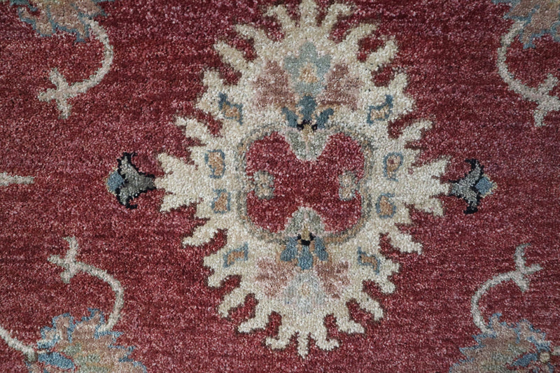 Red Rug, Indian Rug, Hand Knotted Wool Rug, Office Rugs