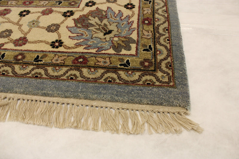 Hand Knotted Rug, Indian Rug, Sky-Blue, What Size Rug For Living Room