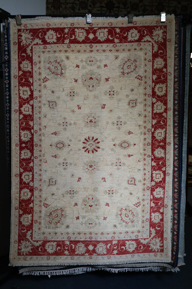 Hand Knotted Afghan Rug, Turkoman Rug, Oushak Rug, 4x6 Rug