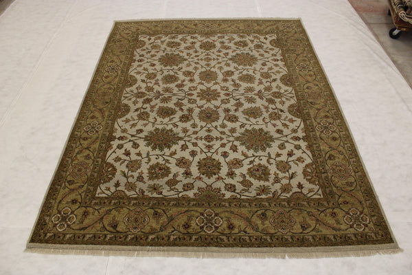 Oriental Rug, Ivory Rug, Hand Knotted Wool Rug, 9x12 Area Rug, Indian Rugs