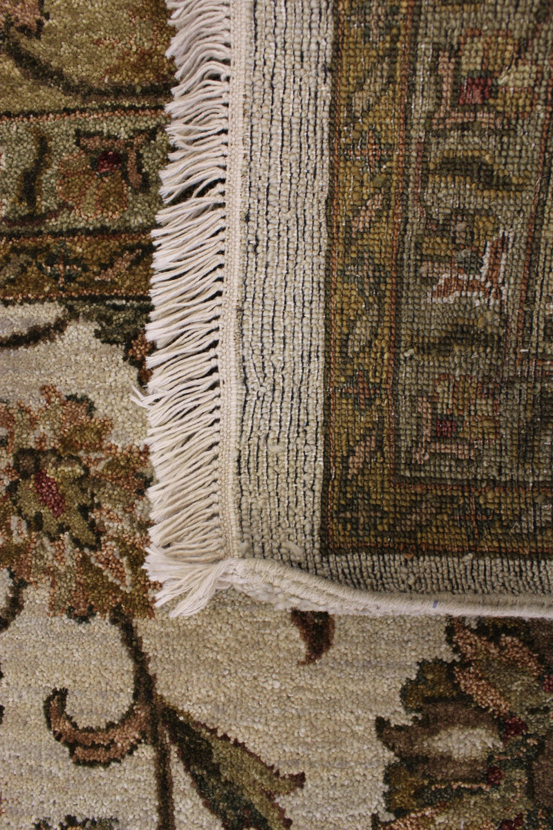 Oriental Rug, Ivory Rug, Hand Knotted Wool Rug, 9x12 Area Rug, Indian Rugs