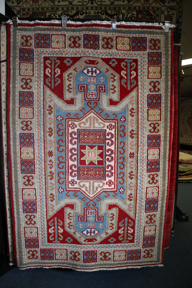 Kazak Rug, Colorful Rug, Hand Knotted Afghan Rug, US Rug