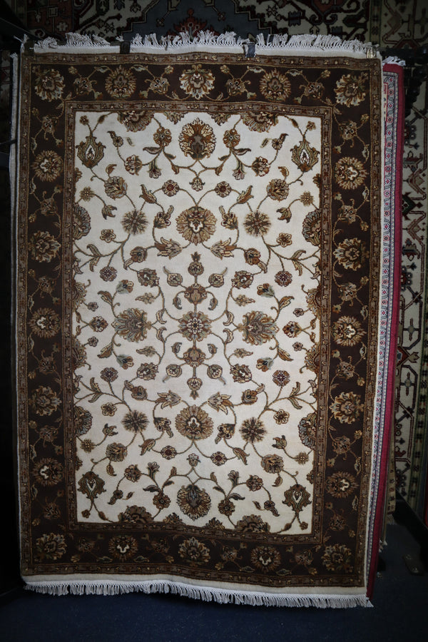 Silk Flower Rug, Oriental Rug, Hand Knotted Rug, 4x6 Area Rug