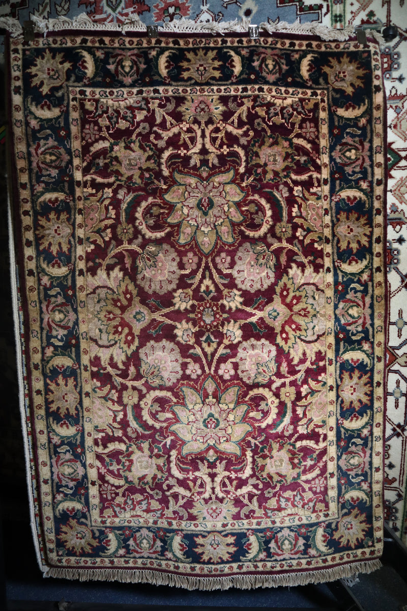 Traditional Rug, Indian Wool Rug, 4x6 Area Rug, Colorful Rugs