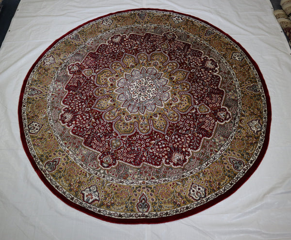 Indian Round Rug, Jammu Kashmir Rug, Colorful Rug, 9x9 Rug