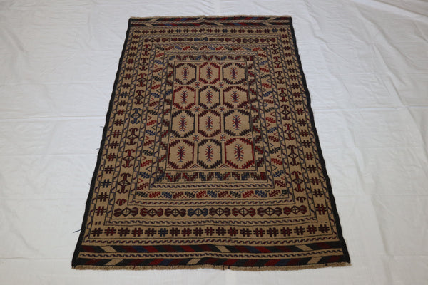 Oushak Rug, Tribal Rug, Hand Knotted Afghan Rug, 4x6 Rug