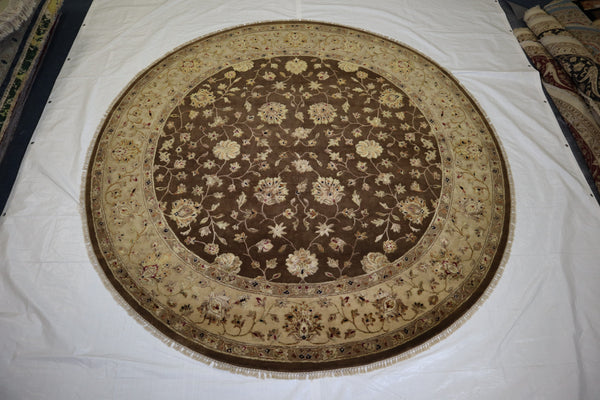 Silk Flower Rug, Round Rug, Hand Knotted Indian Rug