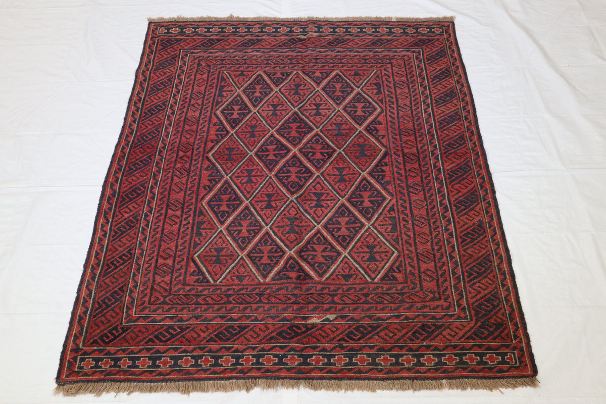 Tribal Rug, Afghani Rug, Hand Knotted Rug, 5x6 Area Rug