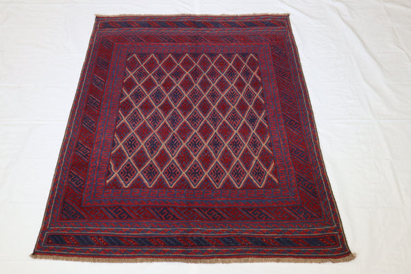 Afghan Tribal Rug, Hand Knotted Oushak Rug, 5x6 Rug