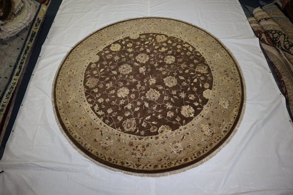 Hand Knotted Round Rug, Silk Flower Rug, Oriental Rug