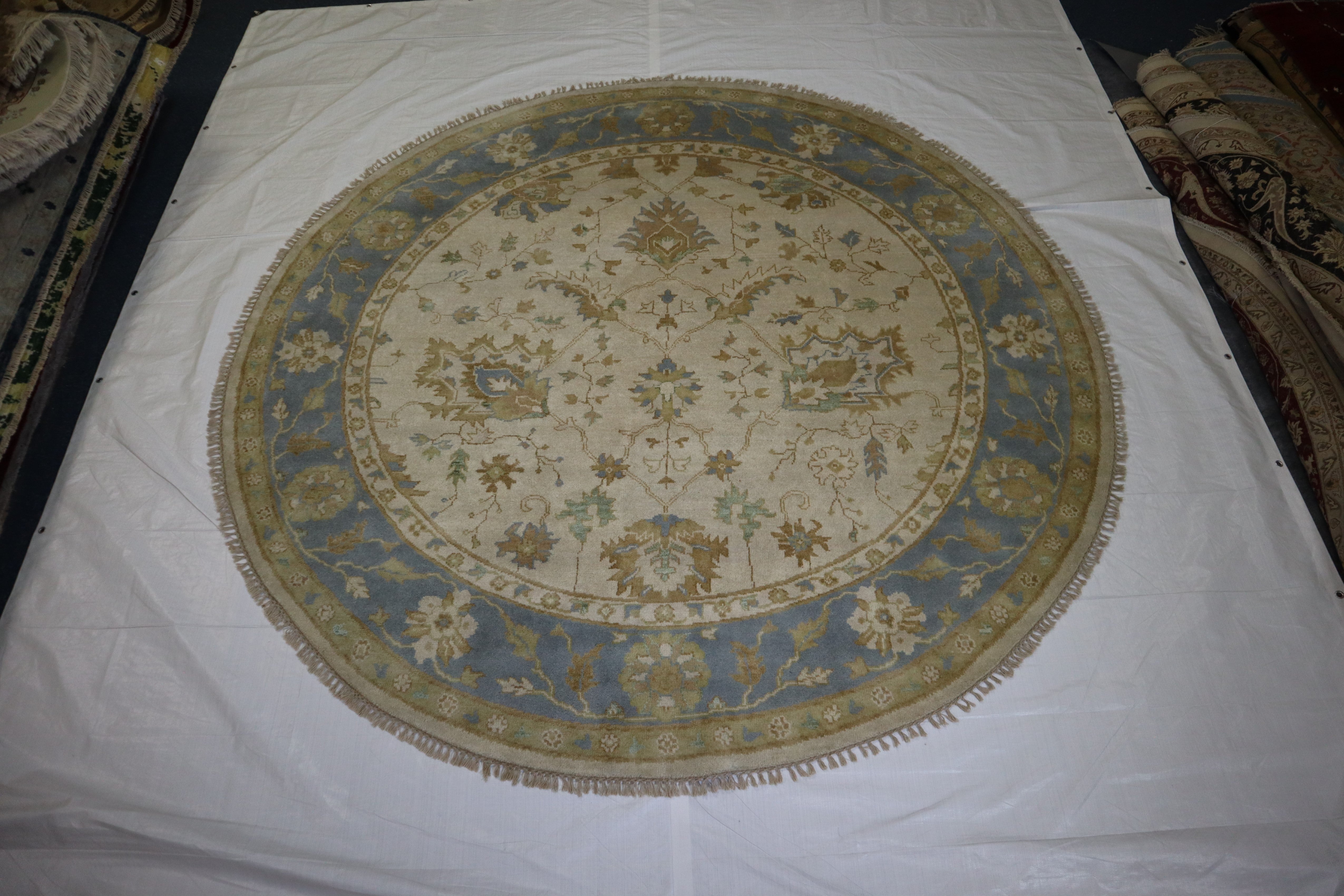 Round Rug, Oushak Rug, Traditional Rug, Hand Knotted Wool Rug