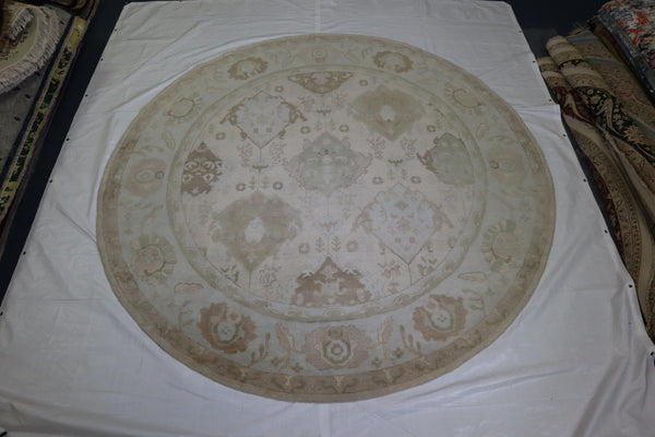 Persian Round Rug, Oushak Rug, Fine Quality Rug, 10x10 Rug