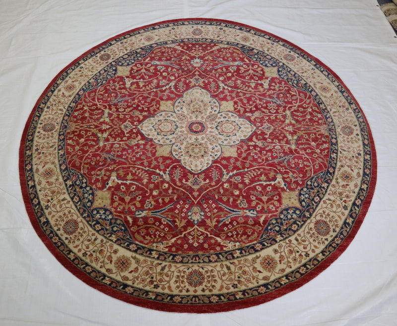 Oushak Round Rug, Indian Area Rug, 8x8 Round Rug