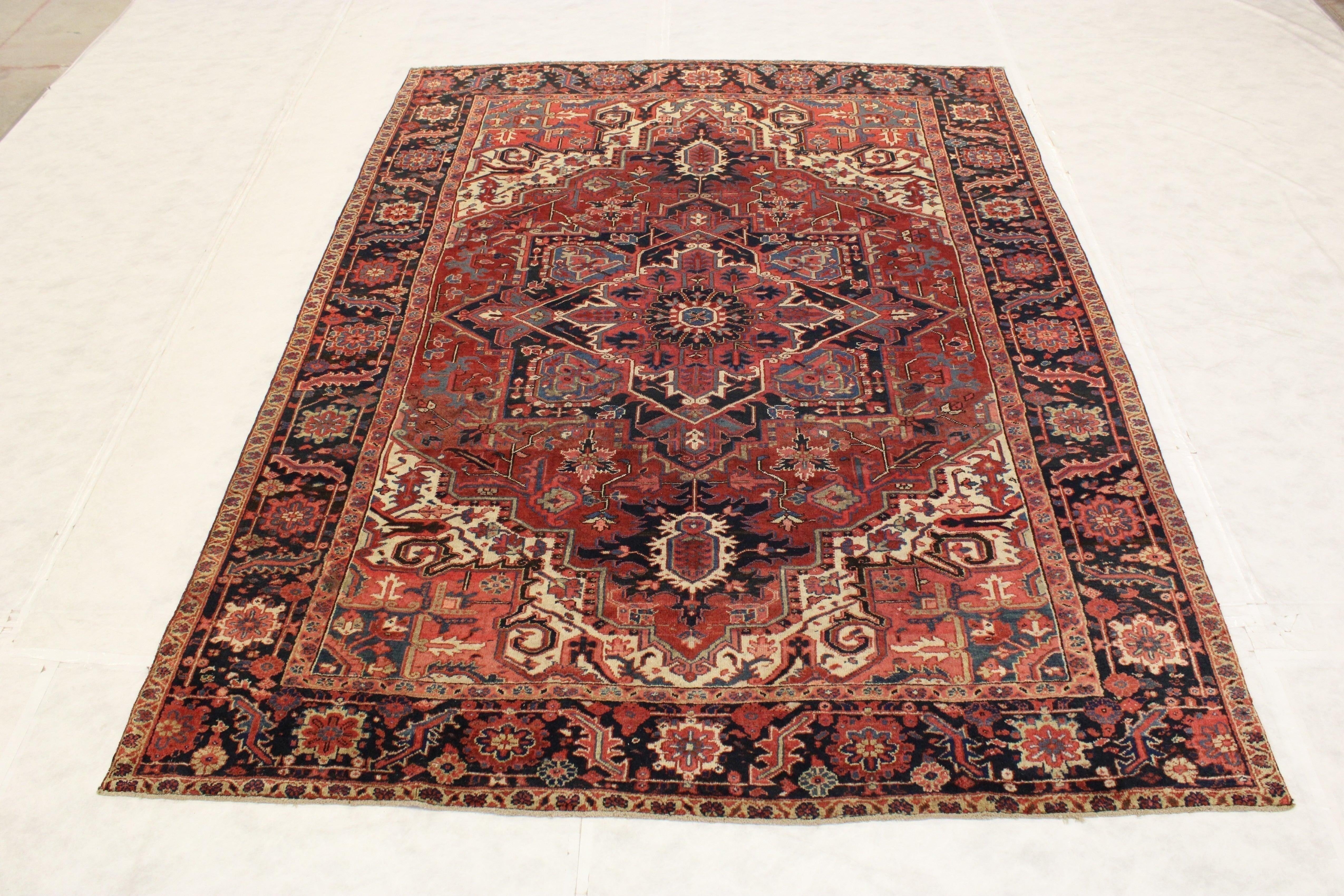 Heriz Rug, Persian Rugs, Colorful Area Rugs, 8x11 Rugs, Living Room Rugs 