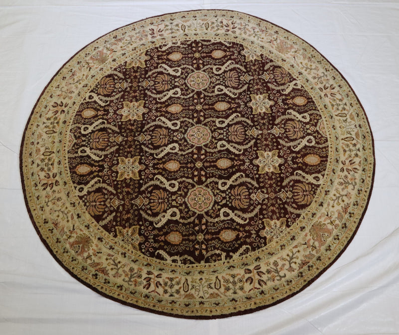 Round Indian Rug, Oushak Design Rug, 7x7 Round Rug