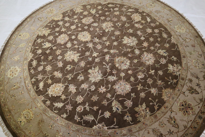 Oriental Round Rug, Silk Flower Rug, Rug On Top Of Carpet