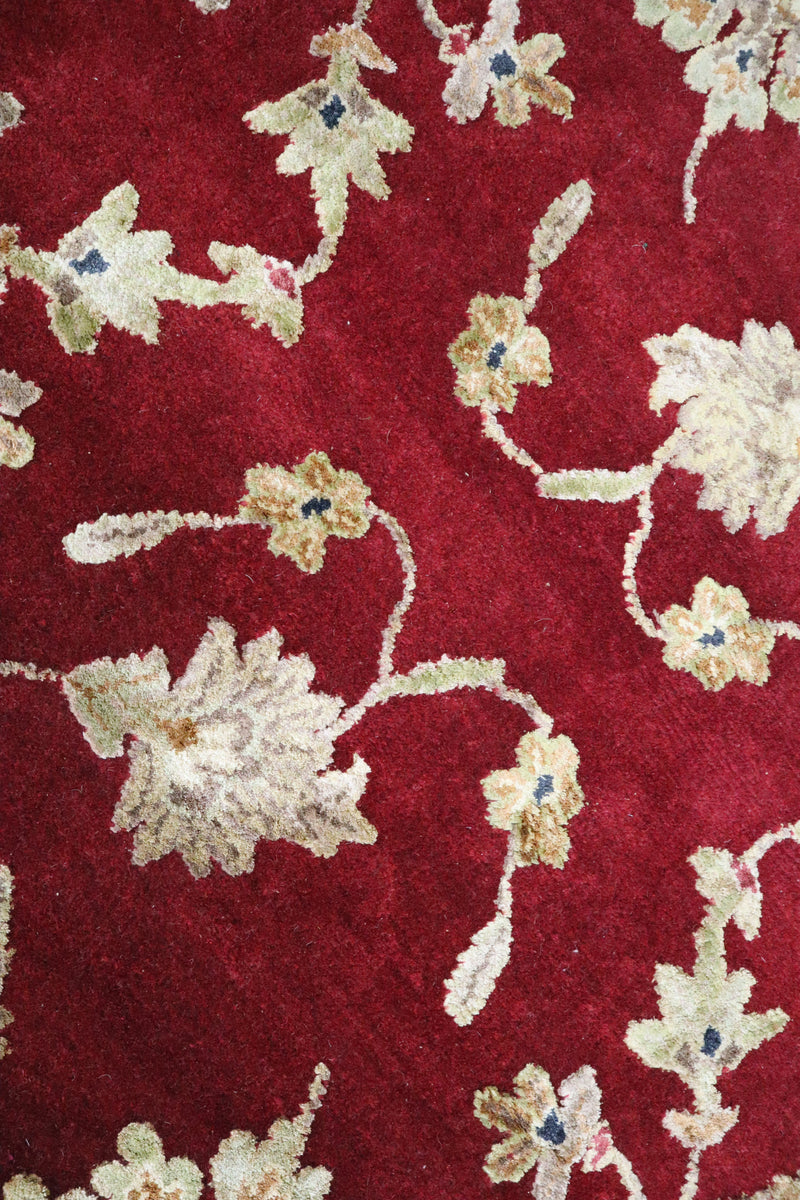 Red Oriental Rug, Silk Flower Round Rug, Select Rugs