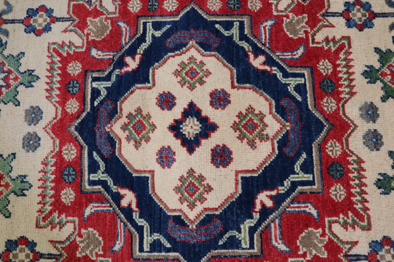 Kazak Rug, Round Rug, Hand Knotted Tribal Rug, 8x8 Round Rug