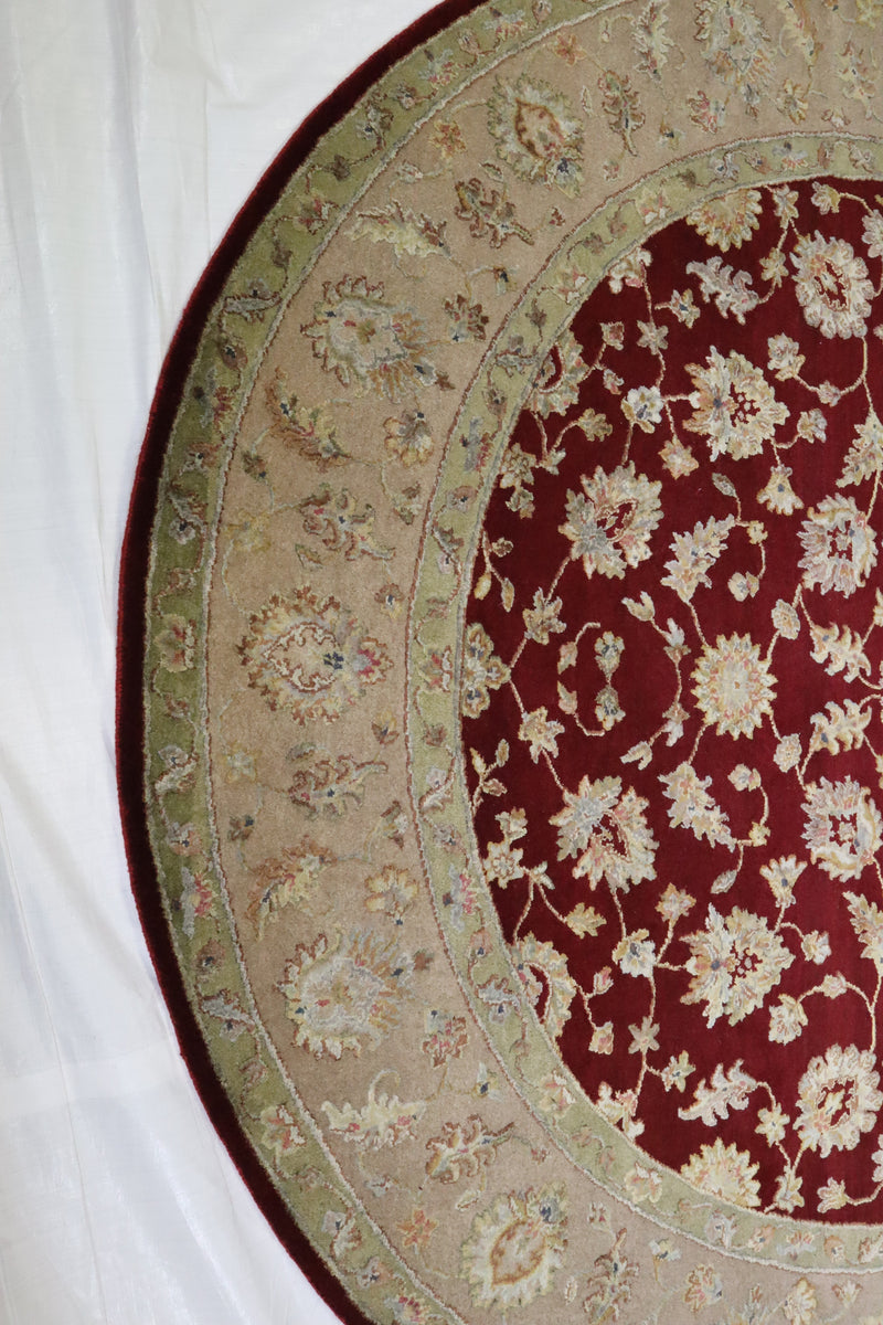 Round Persian Rug, Silk Flower Rug, Round Rug For Bedroom