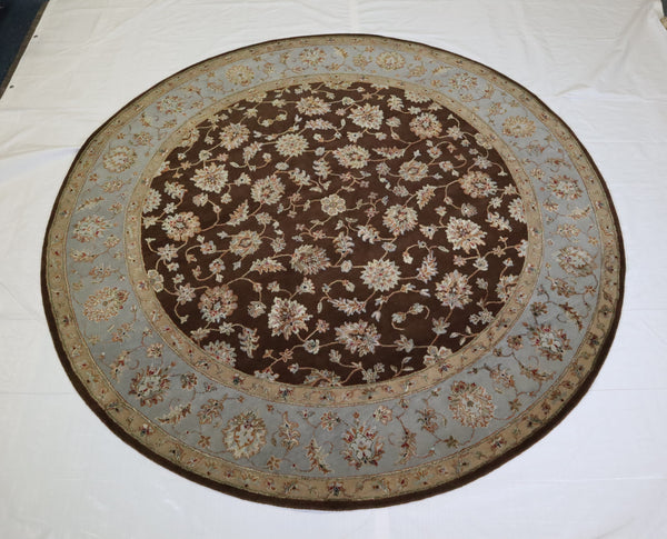 Persian Round Rug, Silk Flower Rug, Vegetable Dye Rug