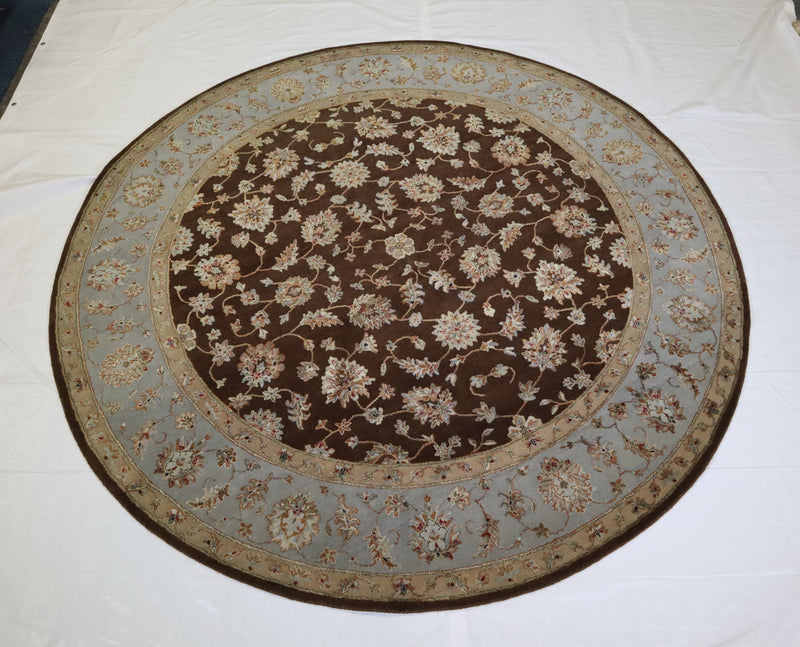 Persian Round Rug, Silk Flower Rug, Vegetable Dye Rug