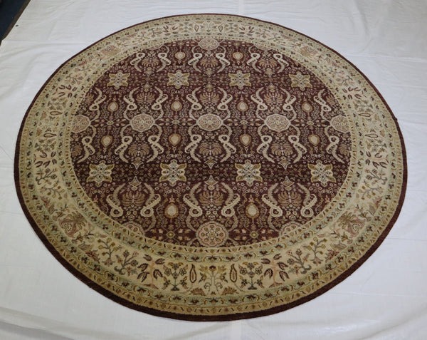 Oushak Rug, Round Wool Rug, Hand Knotted Indian Rug