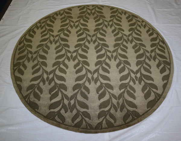 Indo Nepal Rug, Round Rug, Hand Knotted Wool Rug