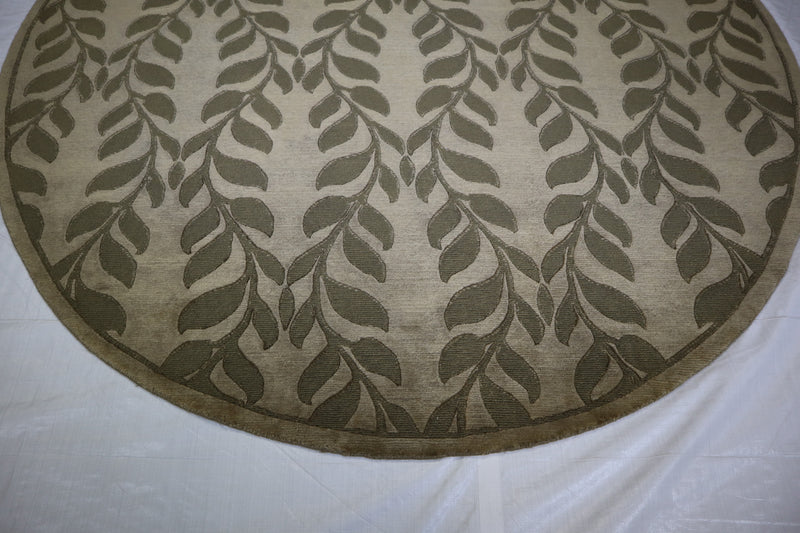 Indo Nepal Rug, Round Rug, Hand Knotted Wool Rug