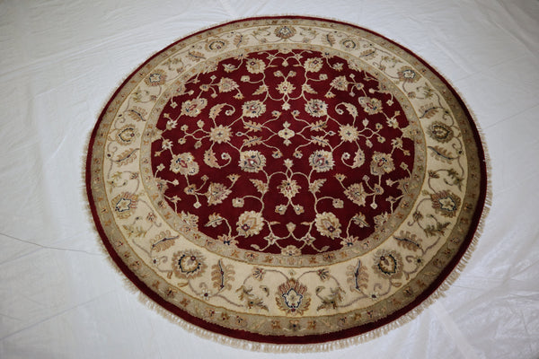 Silk Flower Rug, Indian Round Rug, Colorful Area Rug