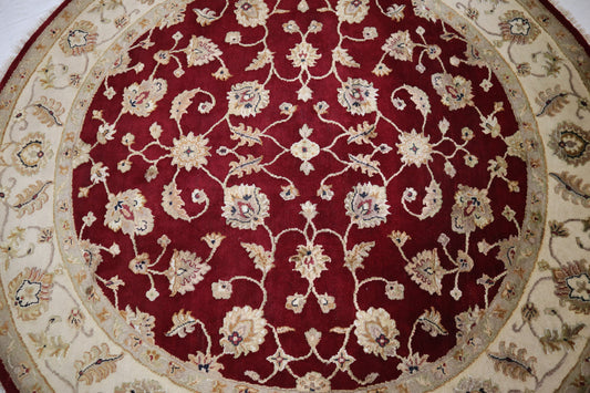 Silk Flower Rug, Indian Round Rug, Colorful Area Rug